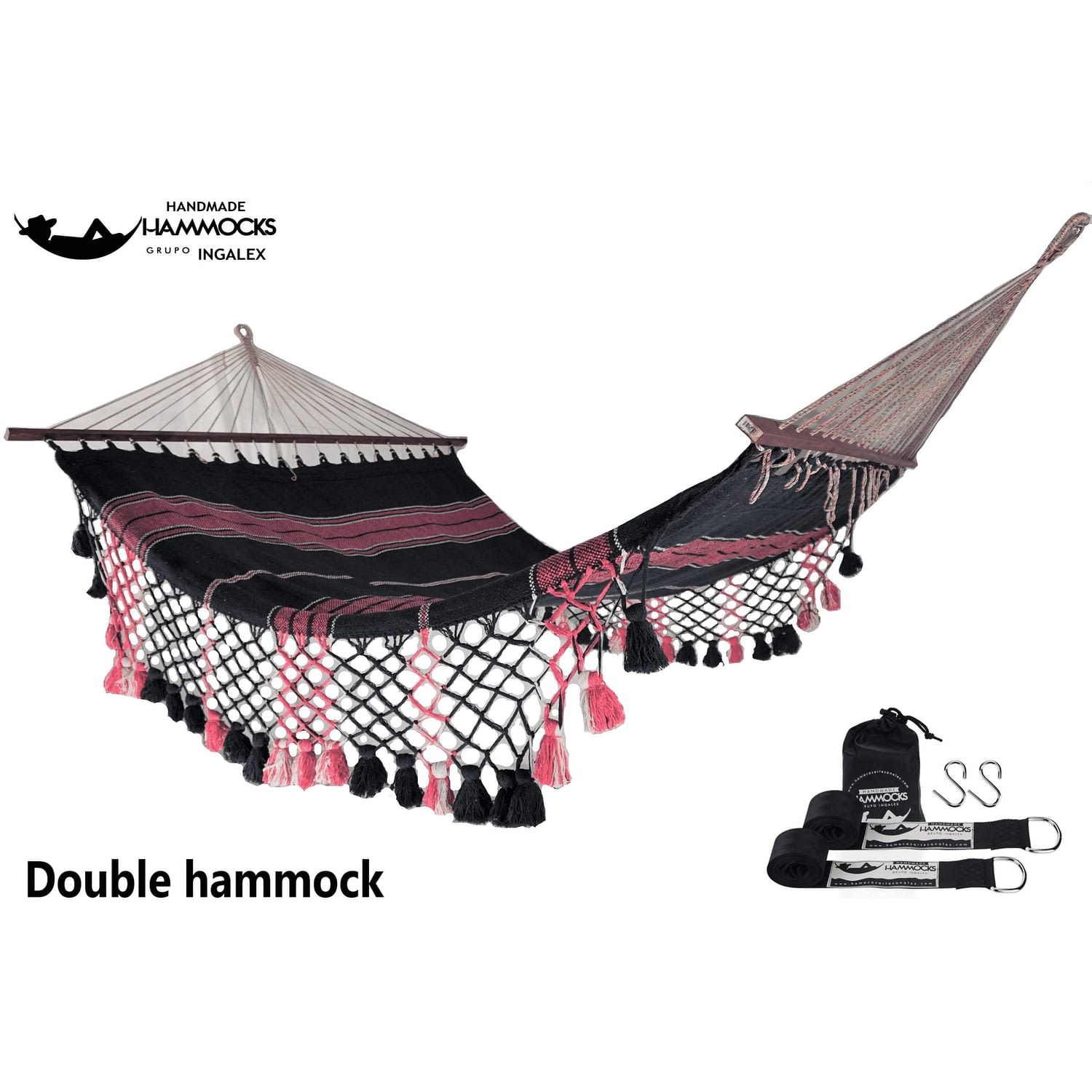 HAMACA MOCHIMA DOBLE CON BARRA SEPARADORA DE MADERA