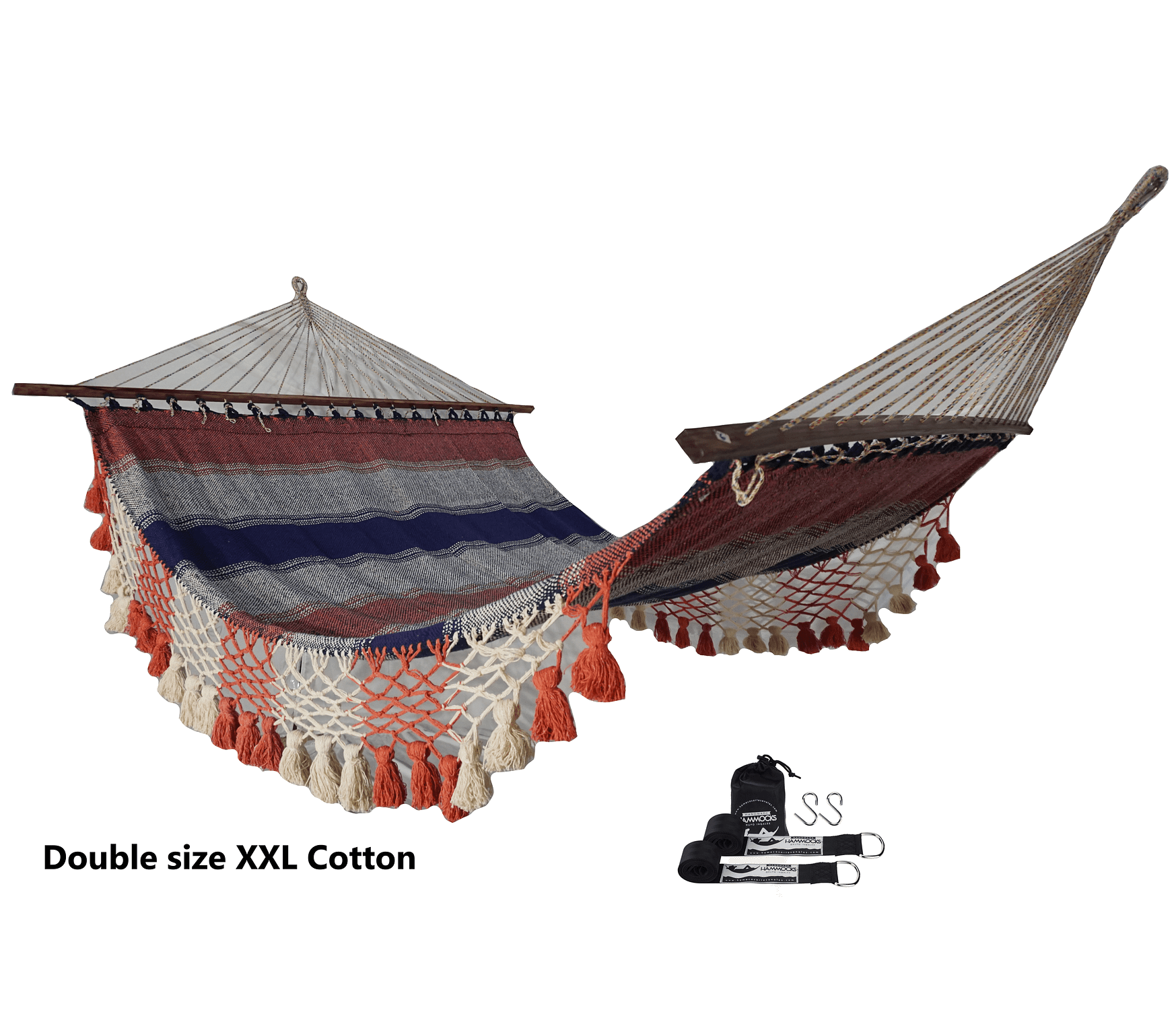 HAMACA MOCHIMA DOBLE CON BARRA SEPARADORA DE MADERA